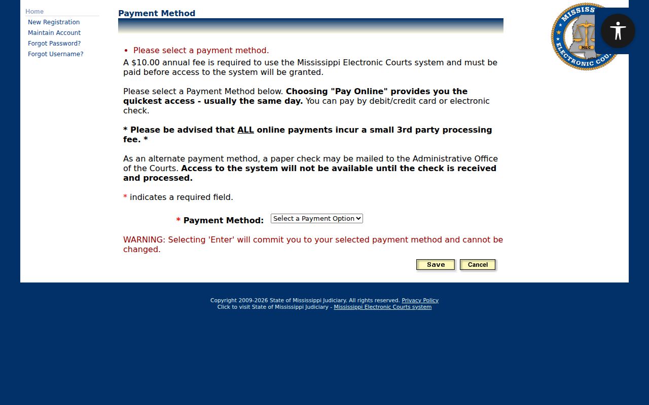 Clarke County case search image for MEC payment and account access