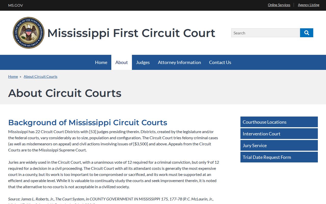 Clarke County criminal dockets and Mississippi circuit court jurisdiction information