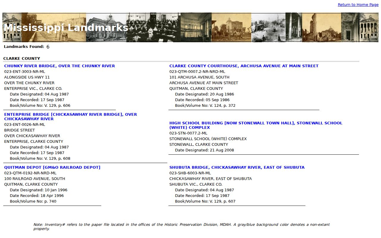 Quitman court docket landmark record source